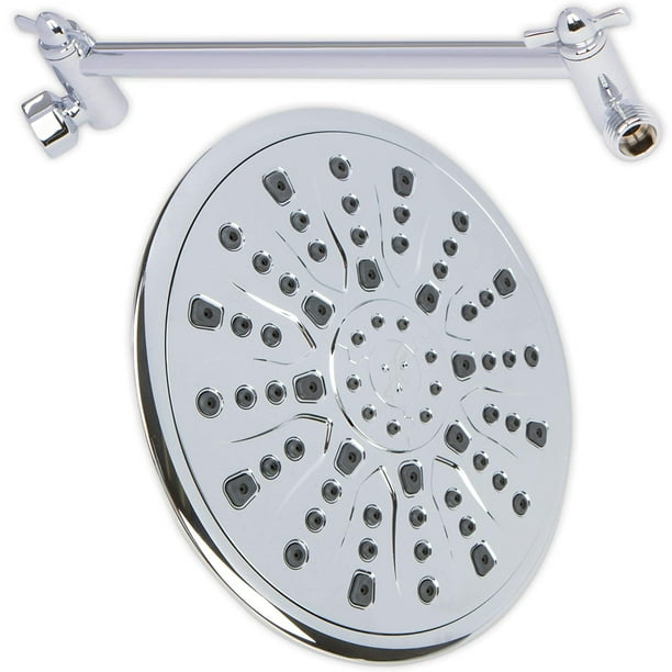 2.5 GPM Chrome Rain Shower Head And Extension 9 Inch Large Luxury Rainfall Showerhead For High Flow Overhead Showers With Solid Brass Adjustable Extender Arm 2.5 GPM Chrome Rain Shower Head And Extension 9 Inch Large Luxury Rainfall Showerhead For High Flow Overhead Showers With Solid Brass Adjustable Extender Arm